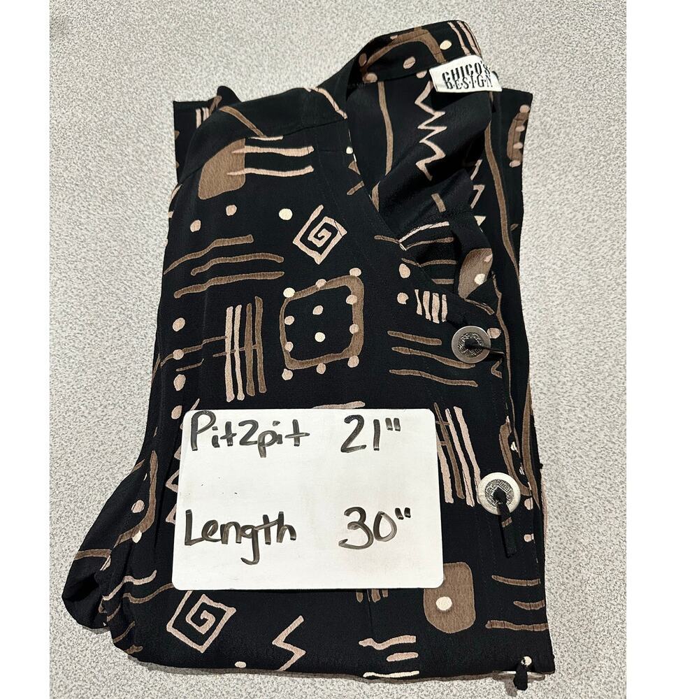 Chicos Design Vintage Sz‎ S Aztek Tribal Tunic Blouse Button Up Western Abstract - Picture 5 of 14